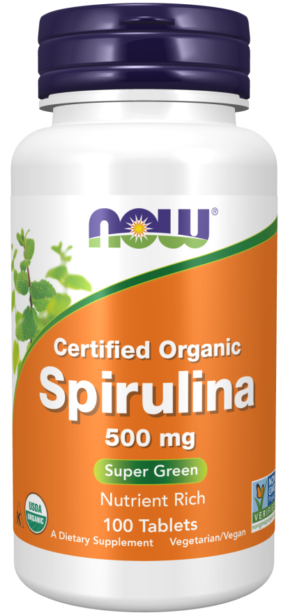 Spirullina, 500 mg, 100 tabs, NOW, фото 1