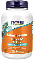 Magnesium Citrate 200 mg, 100 tab, NOW