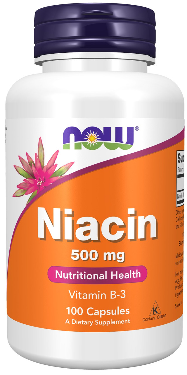 Niacin 500 mg, 100 caps, NOW - фото 1 - id-p116515049