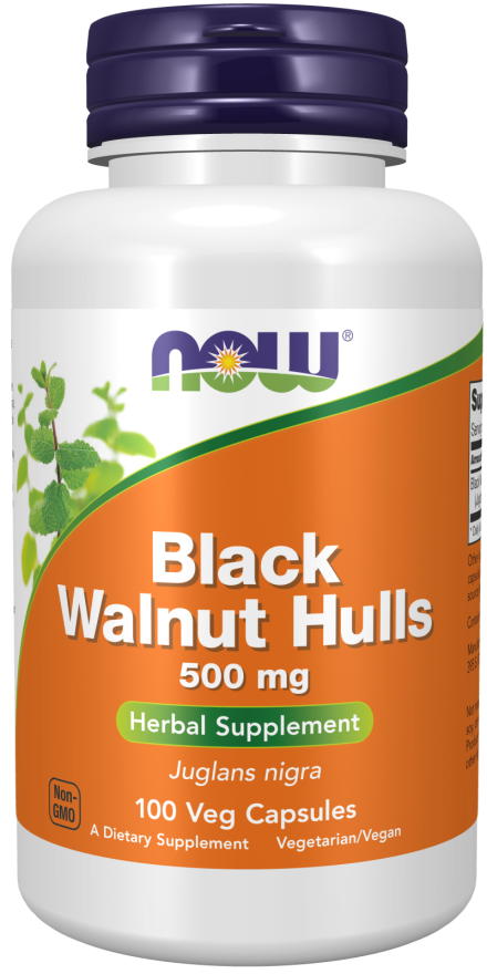 Black Walnut Hulls 500 mg, 100 veg.caps, NOW - фото 1 - id-p116515172