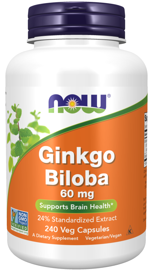 Ginkgo Biloba 60 mg, 240 veg.caps, NOW - фото 1 - id-p116515174