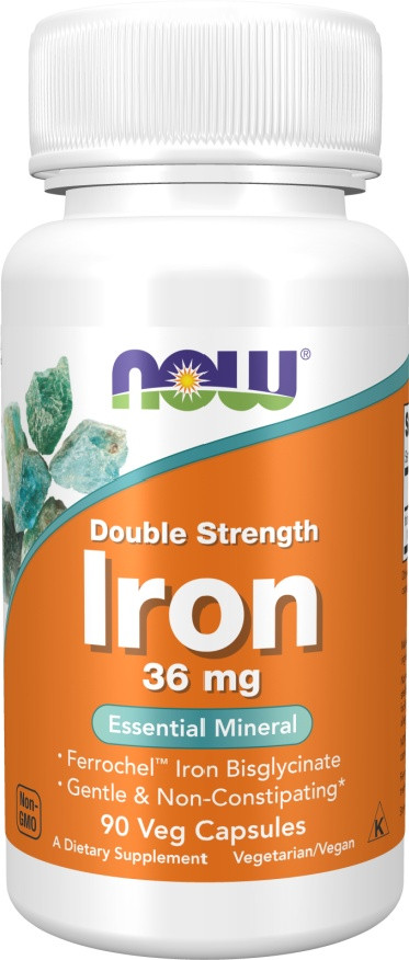 Iron 36 mg, 90 veg.caps, NOW - фото 1 - id-p116515212