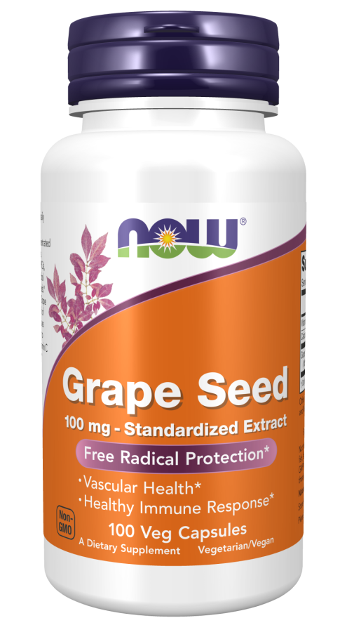 Grape Seed 100 mg, 100 veg.caps, NOW - фото 1 - id-p116515219