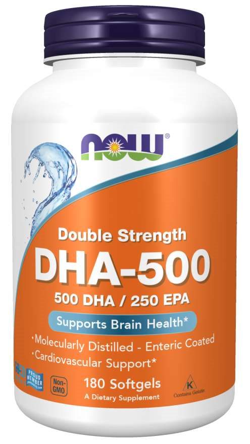 DHA-500, 180 softgels, NOW, фото 1