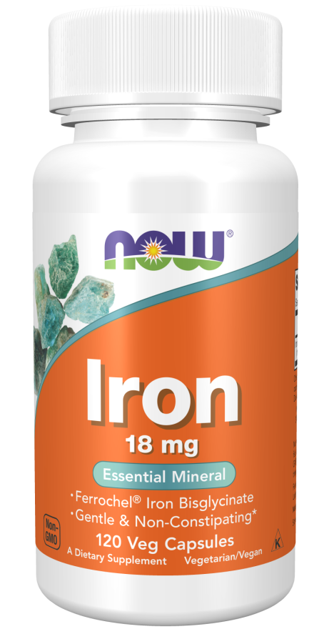 Iron 18 mg, 120 veg.caps, NOW - фото 1 - id-p116515278