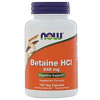 Betaine HCI 648 mg, 120 veg.caps, NOW