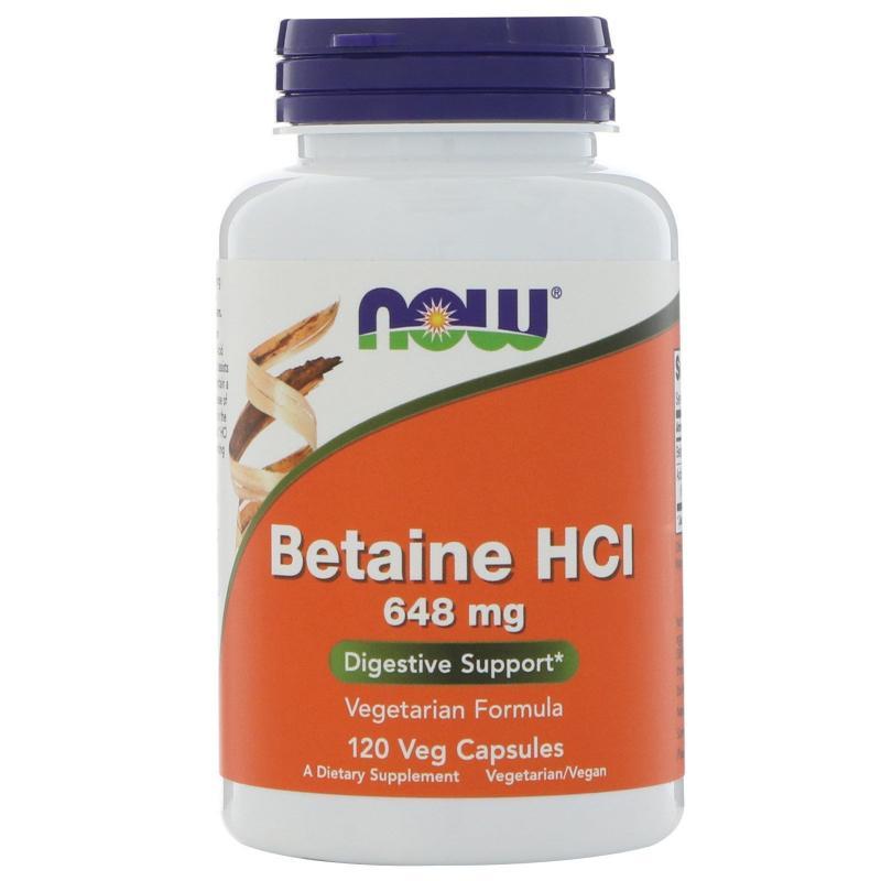Betaine HCI 648 mg, 120 veg.caps, NOW - фото 1 - id-p116516302