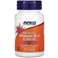 Vitamin D-3 5000 iu, 120 softgels, NOW