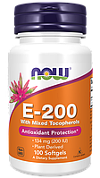 E-200 with Mixed Tocopheryl, 100 softgels, NOW