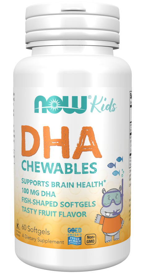 БАД DHA Kids Chewable 100 mg, 60 softgels, NOW - фото 1 - id-p116516939