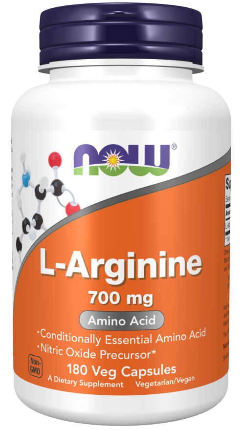 L-Arginine 700 mg, 180 veg.caps, NOW - фото 1 - id-p116516470