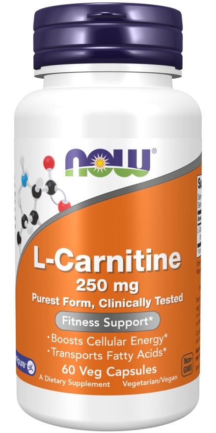 L-Carnitine 250 mg, 60 veg.caps, NOW, фото 1