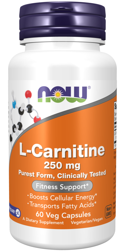 L-Carnitine 250 mg, 60 veg.caps, NOW - фото 1 - id-p116516471