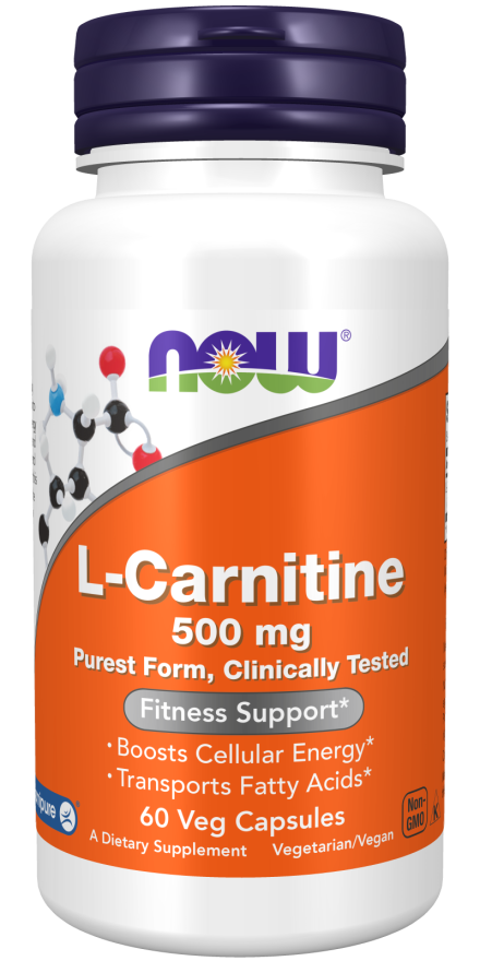 L-Carnitine 500 mg, 60 veg.caps, NOW - фото 1 - id-p116516472
