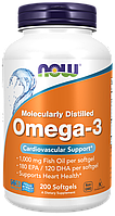 Омега Omega-3 1000 mg, 200 softgels, NOW