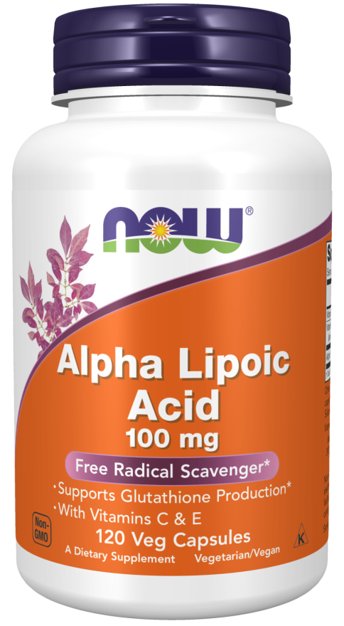 БАД Alpha Lipoic Acid 100 mg, 120 veg.caps, NOW - фото 1 - id-p116516525