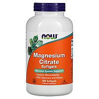 БАД Magnesium Citrate Softgels, 180 sofgels, NOW