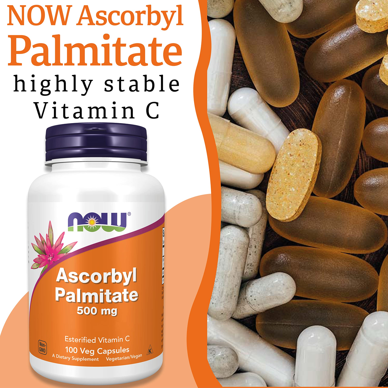 БАД Ascorbyl Palmitate, 500 mg, 100 veg.caps, NOW - фото 2 - id-p116516998