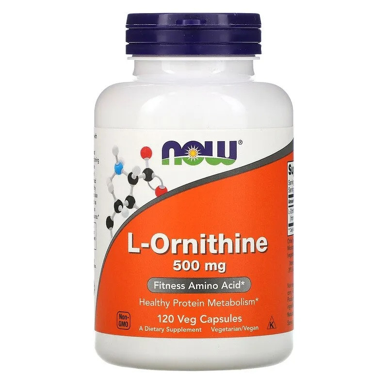 БАД L-Ornithine 500 mg, 120 veg.caps, NOW - фото 1 - id-p116516641