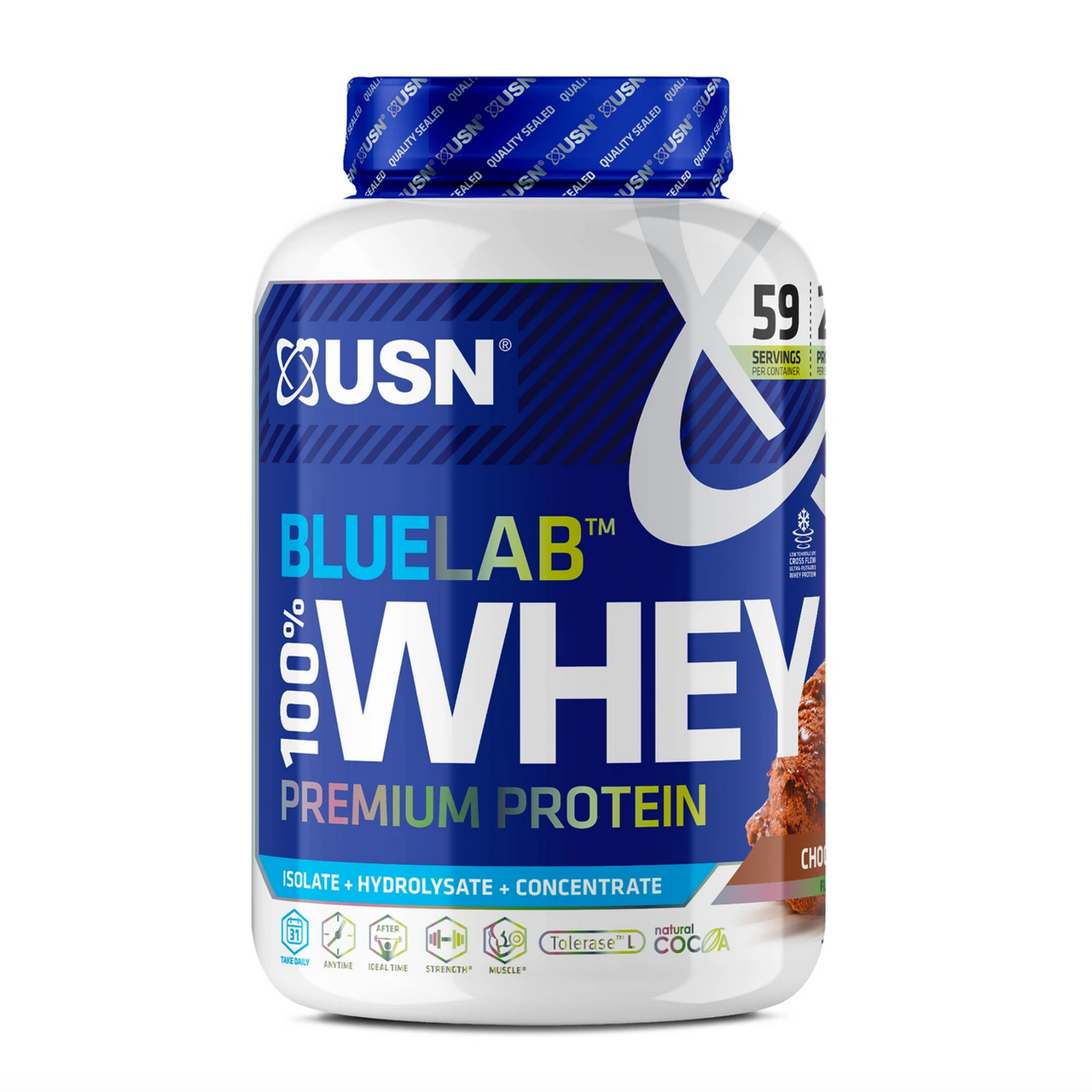 Протеин BlueLab 100% Whey, 2 kg, USN Chocolate - фото 1 - id-p116515681