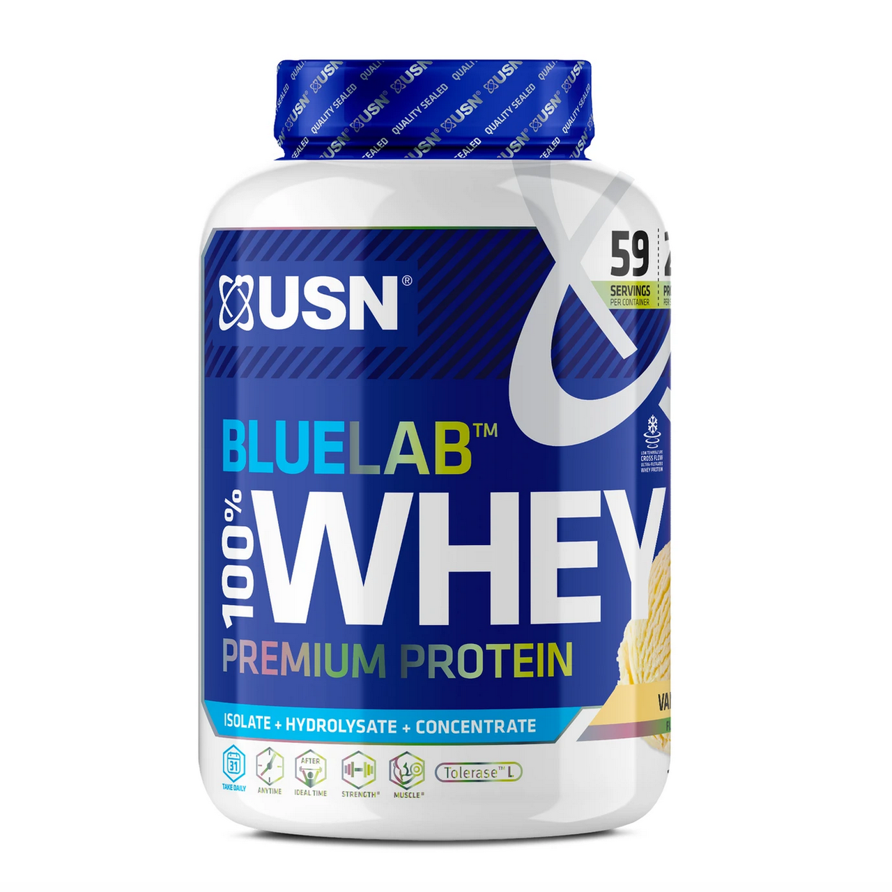 Протеин BlueLab 100% Whey, 2 kg, USN Vanilla - фото 1 - id-p116515682