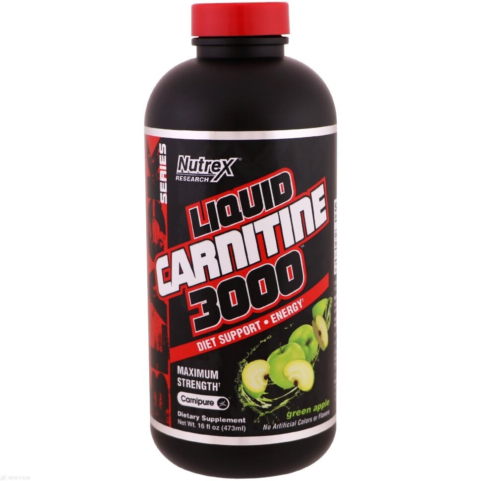 Жиросжигатель Liquid Carnitine 3000, 480 ml, Nutrex Green apple, фото 1