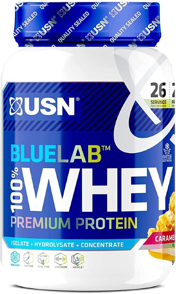 Протеин BlueLab 100% Whey, 908 g, USN Caramel popcorn, фото 1