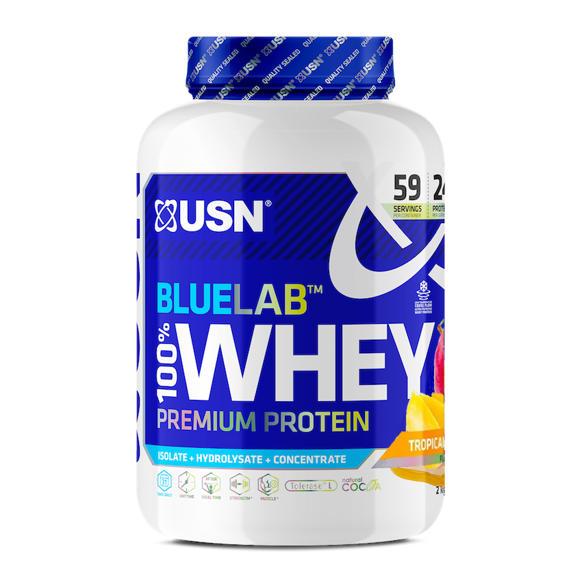Протеин BlueLab 100% Whey, 2 kg, USN Tropical smoothie - фото 1 - id-p116517061