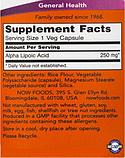 БАД Alpha Lipoic Acid 250 mg, 60 veg.caps, NOW, фото 2