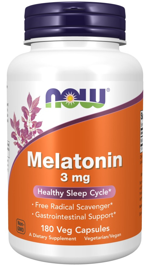 БАД Melatonin 3 мg, 180 veg.caps, NOW - фото 1 - id-p116516704