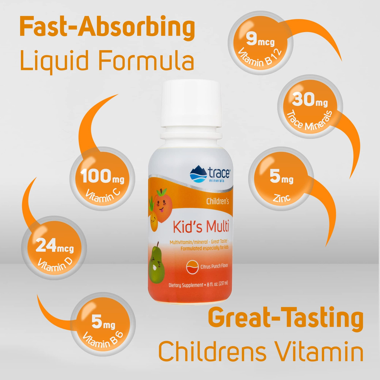Детские витамины Kid`s Multi, 237 ml, Trace minerals Citrus Punch - фото 3 - id-p116516713