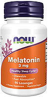 Улучшение сна Melatonin 3 mg, 90 леденцов, NOW Мятный вкус