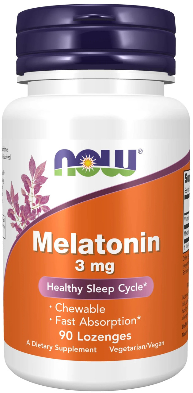 Улучшение сна Melatonin 3 mg, 90 леденцов, NOW Мятный вкус - фото 1 - id-p116517109