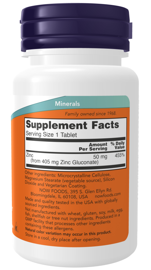 Бад Zinc (Gluconate) 50 mg, 100 tab, NOW - фото 2 - id-p116517154