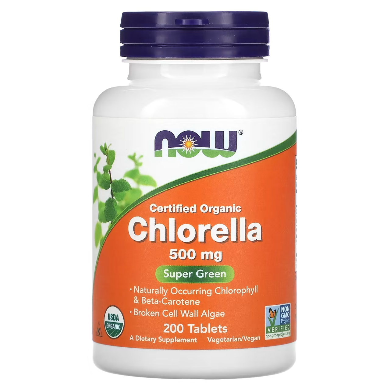 Бад Organic Chlorella 500 mg, 200 tabs, NOW - фото 1 - id-p116517157