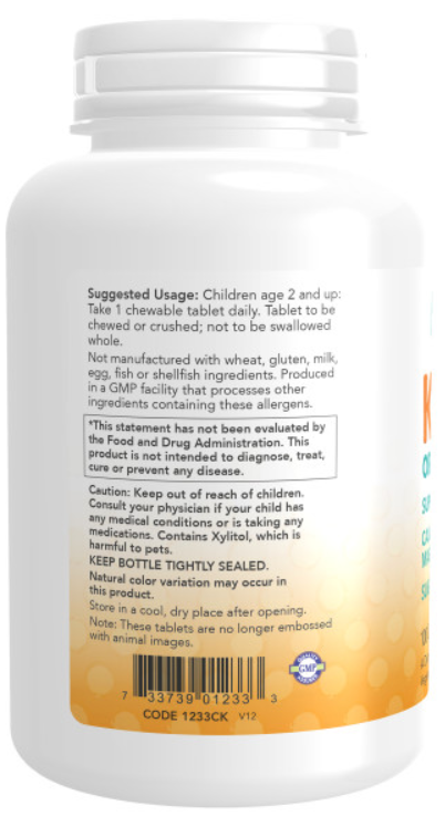 Детские витамины Kid Cal Chewable Calcium, 100 loz, NOW - фото 3 - id-p116517163