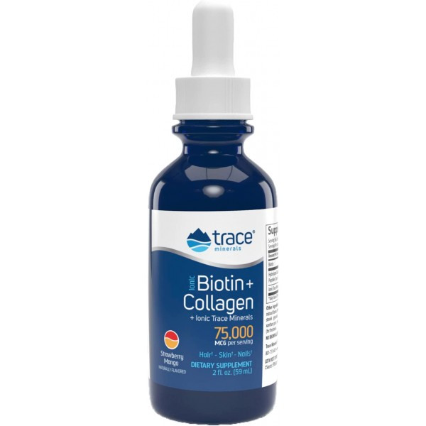 БАД Ionic Biotin + Collagen, 59 ml, Trace minerals Strawberry, mango - фото 1 - id-p116516854