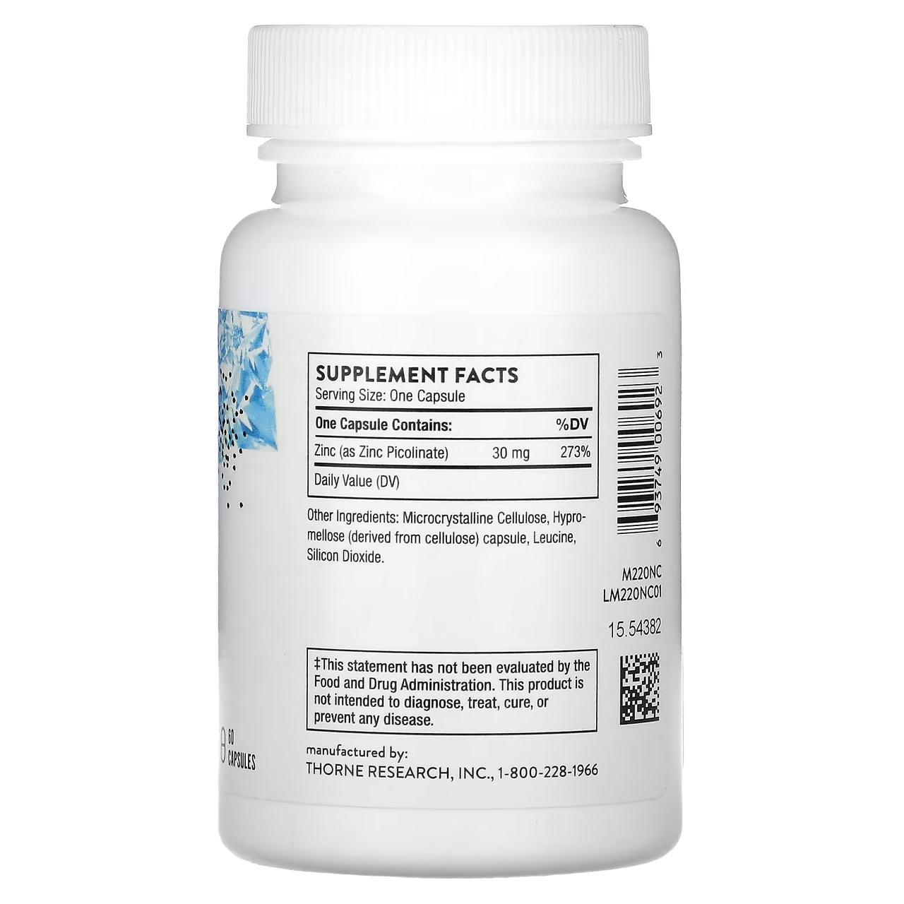 Бад Zinc Picolinate 30 mg, 60 caps, THORNE - фото 2 - id-p116517375