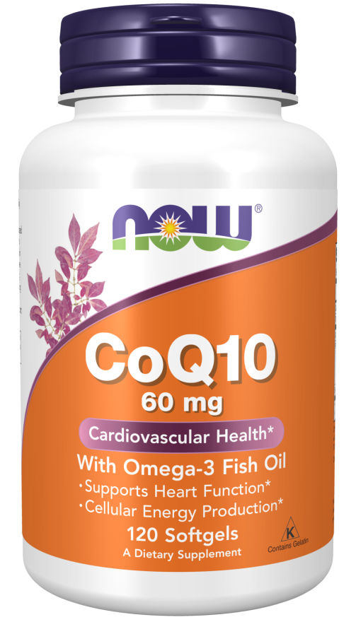 БАД CoQ10 with Omega-3 60 mg, 120 softgels, NOW - фото 1 - id-p116517589