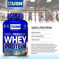 Протеин 100% Premium Whey Protein, 2.28 kg, USN Клубника