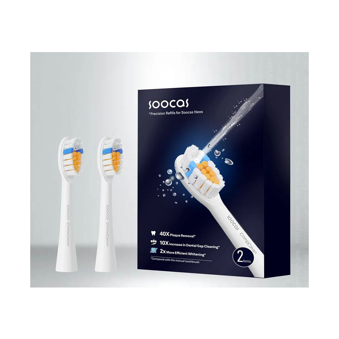 Сменные зубные щетки с ирригатором для Soocas Neos (2шт в комплекте) Белый 2-020986 C01 - фото 1 - id-p116518042