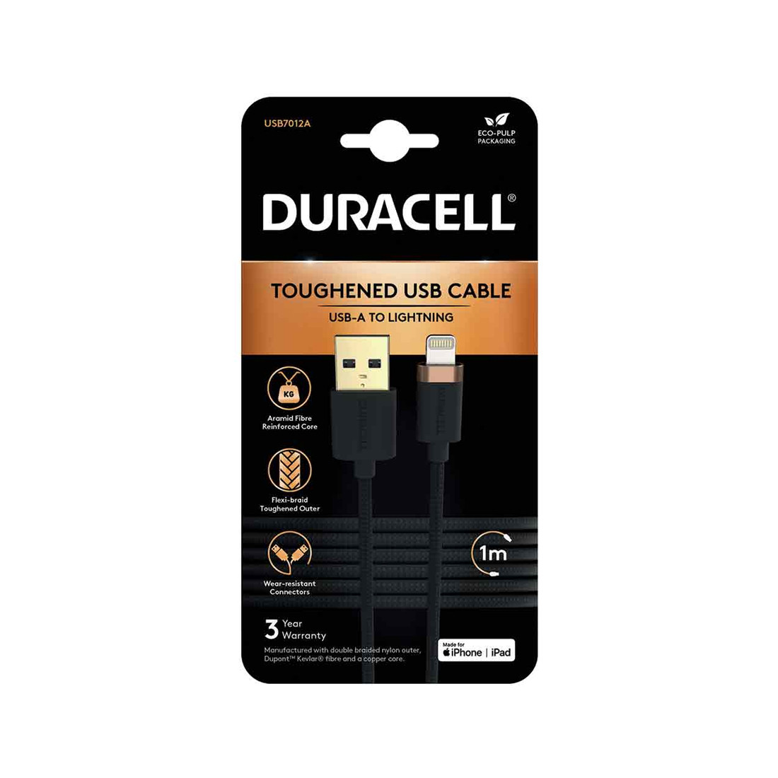 Интерфейсный кабель Duracell USB7012A USB-A to Lightning Черный 2-021386 - фото 2 - id-p116530579