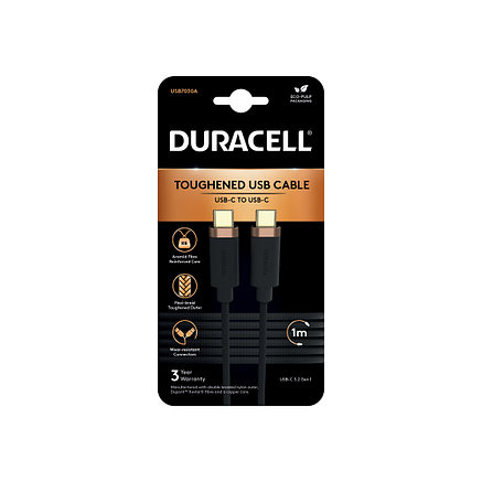 Интерфейсный кабель Duracell USB7030A USB-C to USB-C Черный 2-021379, фото 2
