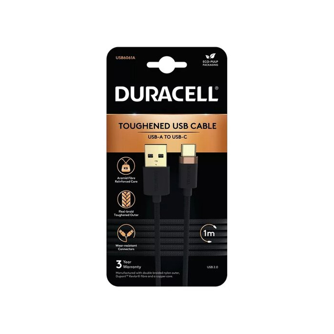 Интерфейсный кабель Duracell USB6061A USB-A to USB-C Черный 2-021377 - фото 2 - id-p116530584