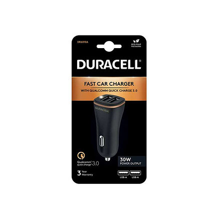 Автомобильное зарядное устройство Duracell DR6010A 30W QC 3.0 2хUSB-A Черный 2-021383, фото 2