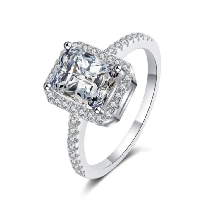 Серебряное кольцо с муассанитом, 17.5 размер - фото 2 - id-p96547718