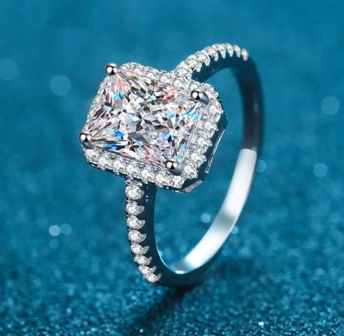 Серебряное кольцо с муассанитом, 17.5 размер - фото 3 - id-p96547718