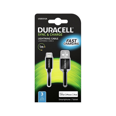Интерфейсный кабель Duracell USB5012A USB-A to Lightning Черный, фото 2
