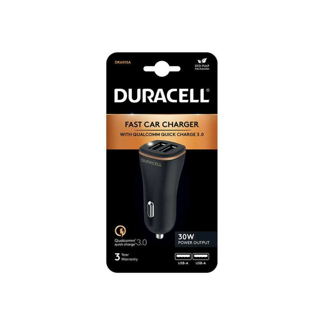Автомобильное зарядное устройство Duracell DR6010A 30W QC 3.0 2хUSB-A Черный - фото 2 - id-p116531780