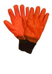 Утепленные перчатки на х/б основе, МБС, морозостойкие полностью облитые ПВХ. манжет трикотаж, АЛЯСКА.